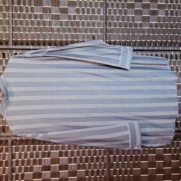 Tahari Gray Striped Button Down Sleepwear - Picture 4 of 5